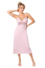 Pitkä elegantti yöpaita – Jasmine Long, roosa - Image 2
